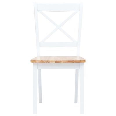 vidaXL Jídelní židle 2 ks bílé a světlé dřevo masivní kaučukovník