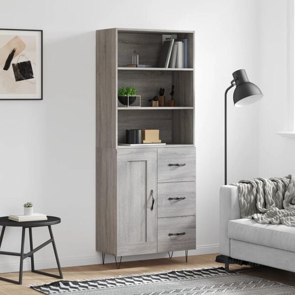 vidaXL Skř&iacute;ň highboard &scaron;ed&aacute; sonoma 69,5 x 34 x 180 cm kompozitn&iacute; dřevo
