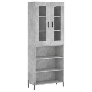 vidaXL Skř&iacute;ň highboard betonově &scaron;ed&aacute; 69,5x34x180 cm kompozitn&iacute; dřevo