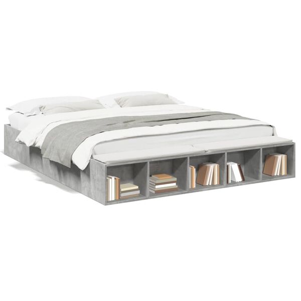 vidaXL R&aacute;m postele betonově &scaron;ed&yacute; 180 x 200 cm kompozitn&iacute; dřevo