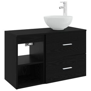 vidaXL Sada koupelnov&eacute;ho n&aacute;bytku 2 pcs Čern&yacute; dub Kompozitn&iacute; dřevo