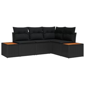 vidaXL Sada zahradn&iacute;ch pohovek s pol&scaron;t&aacute;řem 4 pcs Čern&aacute; Polyratan