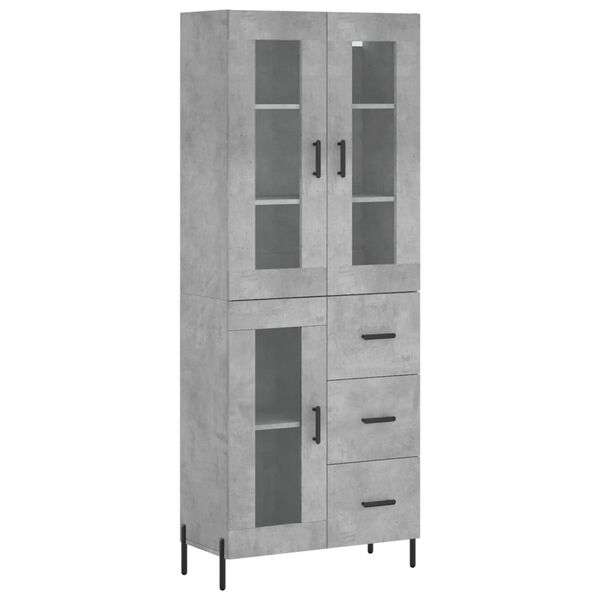 vidaXL Skř&iacute;ň highboard betonově &scaron;ed&aacute; 69,5x34x180 cm kompozitn&iacute; dřevo