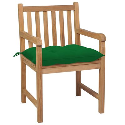 vidaXL Zahradní židle 8 ks se zelenými poduškami masivní teak