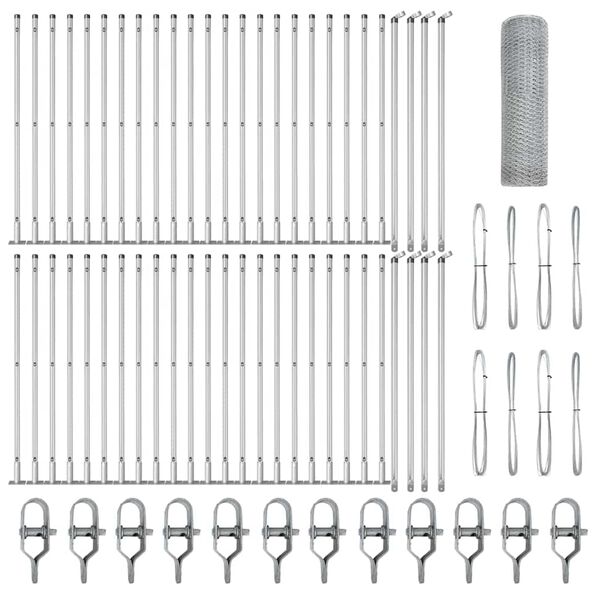 vidaXL Plotov&yacute; sloupek. Stř&iacute;brn&aacute; 100 x 0,8 m (13 mm s&iacute;ť) Ocel