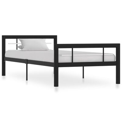 vidaXL Rám postele černobílý kov 100 x 200 cm