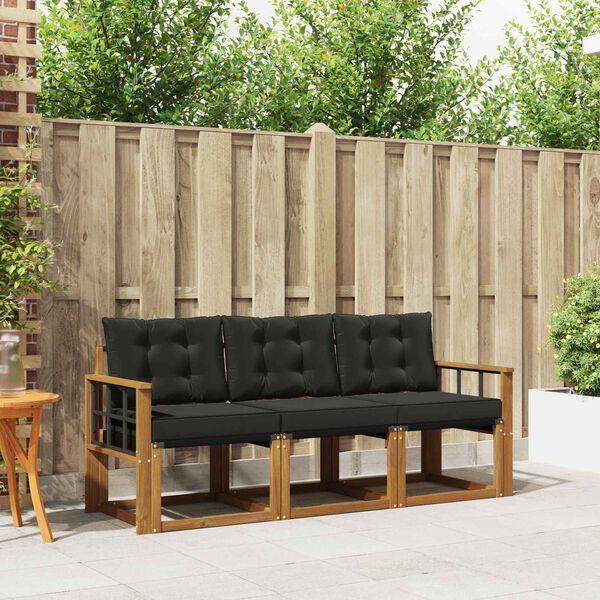 vidaXL Venkovn&iacute; pohovkov&aacute; souprava s pol&scaron;t&aacute;řem 3 pcs Přirozen&aacute; a čern&aacute;