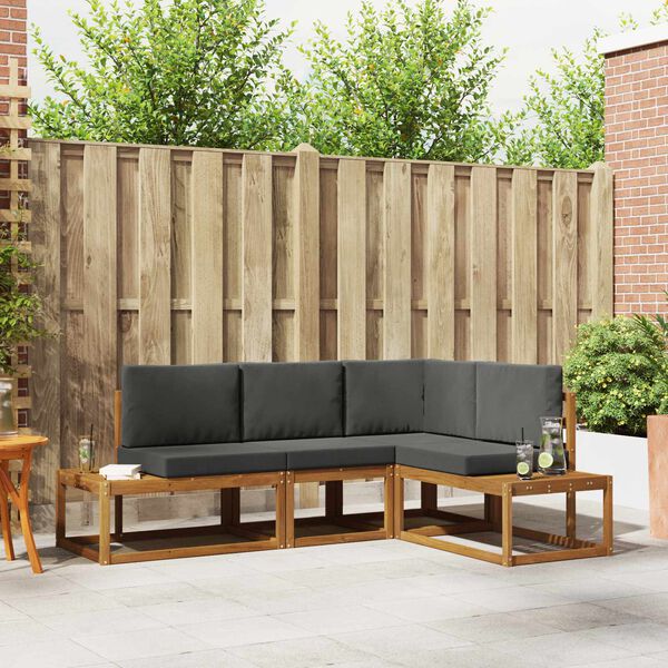 vidaXL Venkovn&iacute; pohovkov&aacute; souprava 4 Kus Přirozen&aacute; a Anthracitov&aacute;