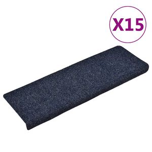 vidaXL Schodov&eacute; rohože samolepic&iacute; 15 ks 65 x 21 x 4 cm modr&eacute; s obd&eacute;ln&iacute;kov&yacute;m okrajem