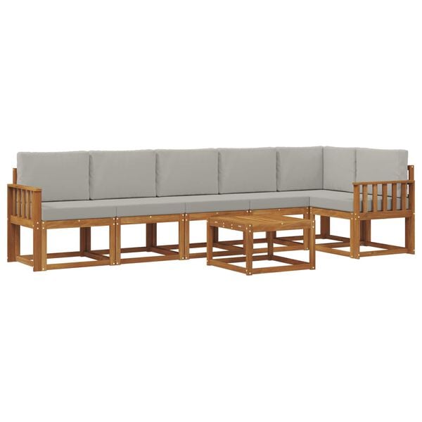 vidaXL Venkovn&iacute; pohovkov&aacute; souprava 7 pcs Př&iacute;rodn&iacute; a světle &scaron;ed&aacute;