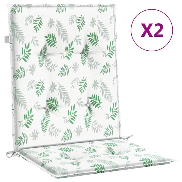 vidaXL Podu&scaron;ky na židli s n&iacute;zk&yacute;m opěradlem 2 ks vzor listů textil