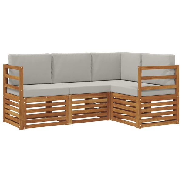 vidaXL Sedac&iacute; soupravy s pol&scaron;t&aacute;řem 4 pcs Př&iacute;rodn&iacute; a světle &scaron;ed&aacute;