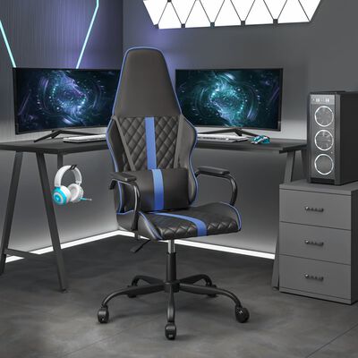 vidaXL Masážní herní židle modrá a černá umělá kůže