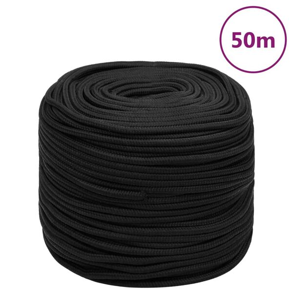 vidaXL Lodn&iacute; lano celočern&eacute; 6 mm 50 m polypropylen