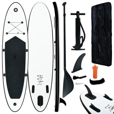 vidaXL Nafukovací SUP paddleboard s příslušenstvím černo-bílý