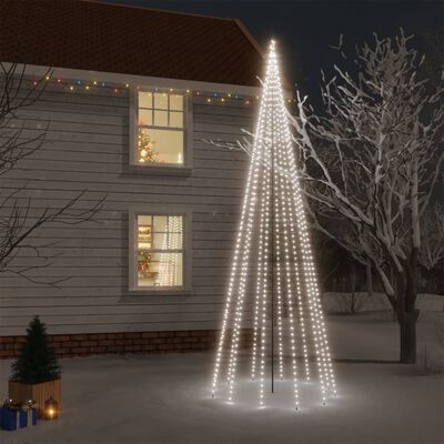 vidaXL Vánoční strom s hrotem 732 studených bílých LED diod 500 cm