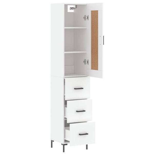 vidaXL Skř&iacute;ň highboard b&iacute;l&aacute; 34,5 x 34 x 180 cm kompozitn&iacute; dřevo