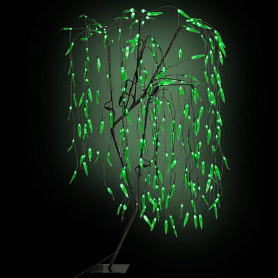 vidaXL Vánoční strom LED zelené světlo vrbové lístky 150 cm