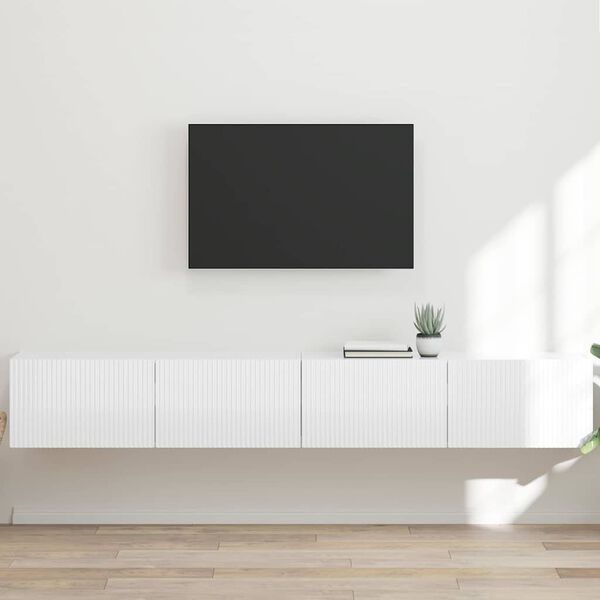 vidaXL TV wall cabinet N&aacute;stěnn&yacute; 2 pcs Leskl&aacute; B&iacute;l&aacute; 98 x 31 x 29,5 cm