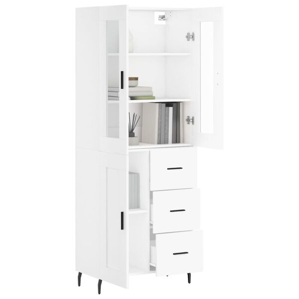 vidaXL Skř&iacute;ň highboard b&iacute;l&aacute; 69,5 x 34 x 180 cm kompozitn&iacute; dřevo