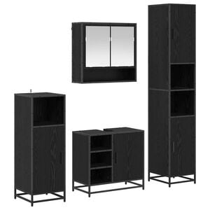 vidaXL Sada koupelnov&eacute;ho n&aacute;bytku 4 pcs Čern&yacute; dub kompozitn&iacute; dřevo
