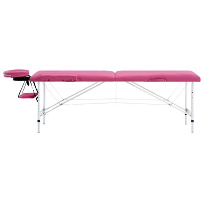 vidaXL Skládací masážní stůl 2 zóny hliník růžový