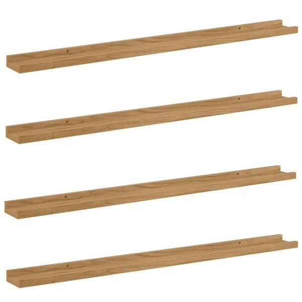vidaXL N&aacute;stěnn&aacute; polička 4 pcs Hněd&aacute; 100 x 9 x 3 cm kompozitn&iacute; dřevo