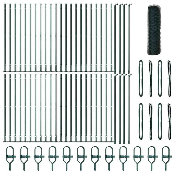 vidaXL Plotov&yacute; sloupek. Zelen&aacute; 100 x 0,6 m (13 mm s&iacute;ť) Ocel a PVC