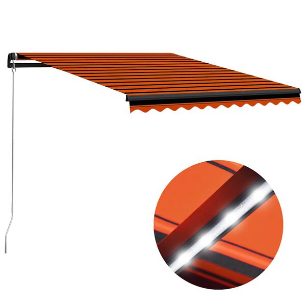 vidaXL Ručně zatahovac&iacute; mark&yacute;za s LED světlem 350x250 cm oranžovohněd&aacute;