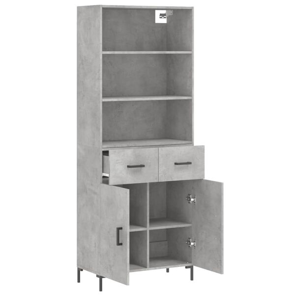 vidaXL Skř&iacute;ň highboard betonově &scaron;ed&aacute; 69,5x34x180 cm kompozitn&iacute; dřevo