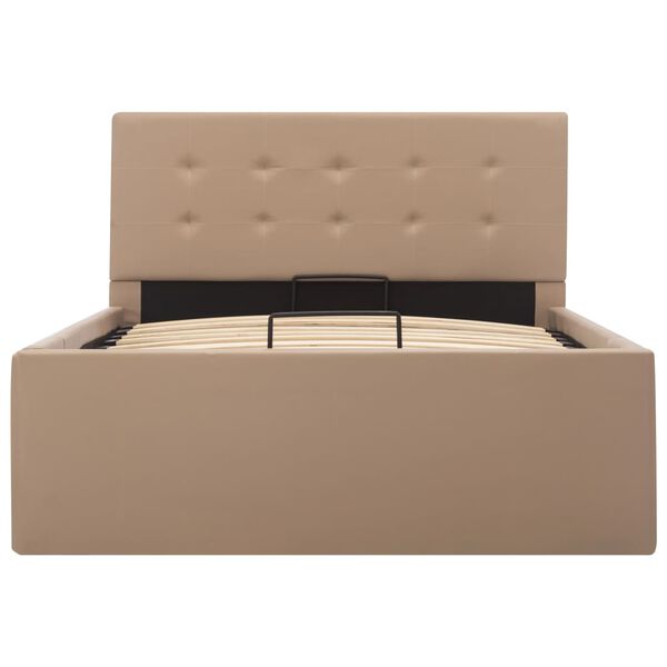 vidaXL Rám postele zvedací úložiště cappuccino umělá kůže 90 x 200 cm