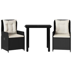 vidaXL 3d&iacute;ln&yacute; zahradn&iacute; j&iacute;deln&iacute; set s podu&scaron;kami čern&yacute; polyratan