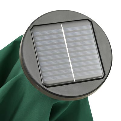 vidaXL Slunečník s LED osvětlením zelený 200 x 211 cm hliník