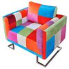 vidaXL Krychlov&eacute; křeslo, chromovan&eacute; nohy, patchwork, textiln&iacute;