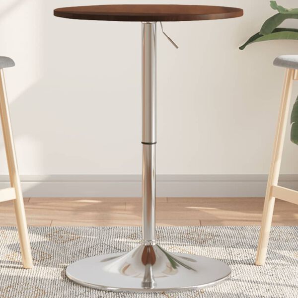 vidaXL Barový stolek tmavě hnědý Ø 50 x 89,5 cm masivní dubové dřevo