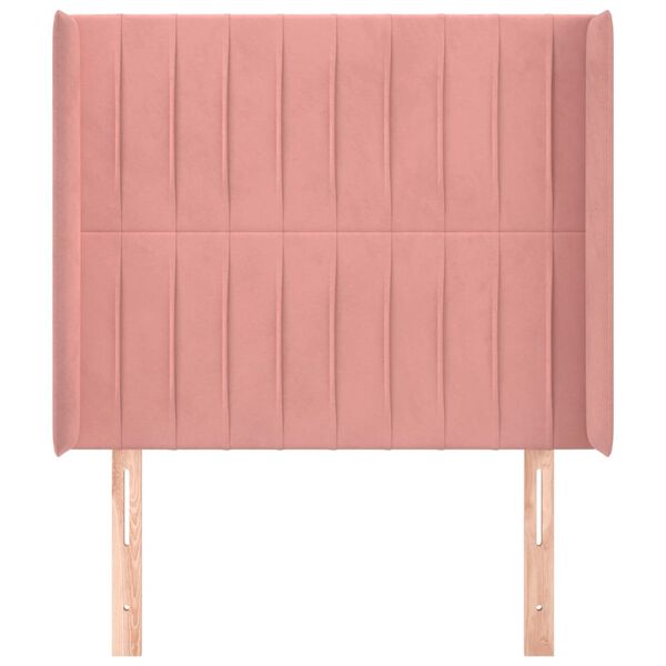 vidaXL Čelo postele typu u&scaron;&aacute;k růžov&eacute; 103x16x118/128 cm samet