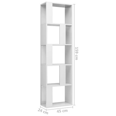 vidaXL Knihovna/zástěna bílá vysoký lesk 45 x 24 x 159 cm dřevotříska