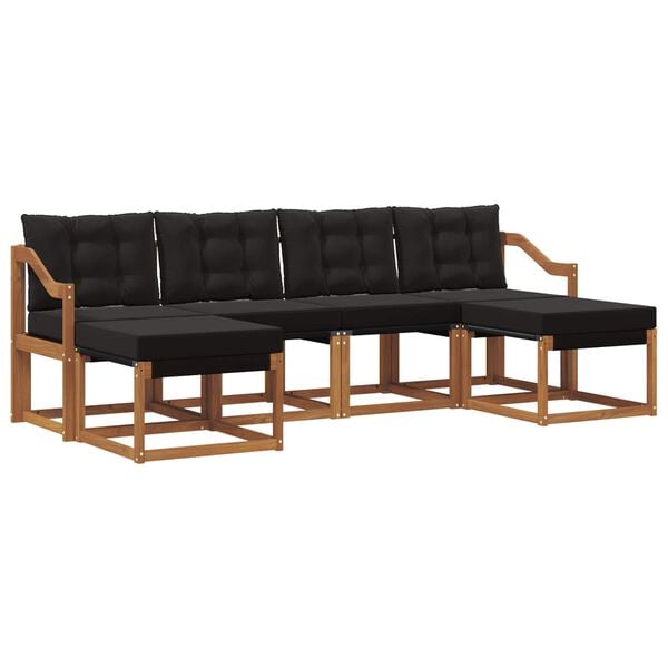 vidaXL Venkovn&iacute; pohovkov&aacute; souprava s pol&scaron;t&aacute;řem 6 pcs Přirozen&aacute; a čern&aacute;