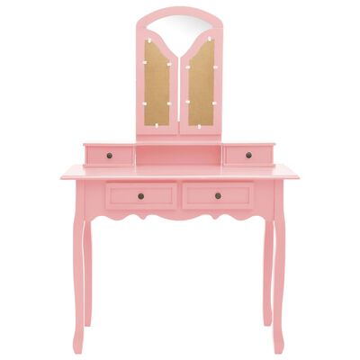 vidaXL Toaletní stolek se stoličkou růžový 100 x 40 x 146 cm pavlovnia
