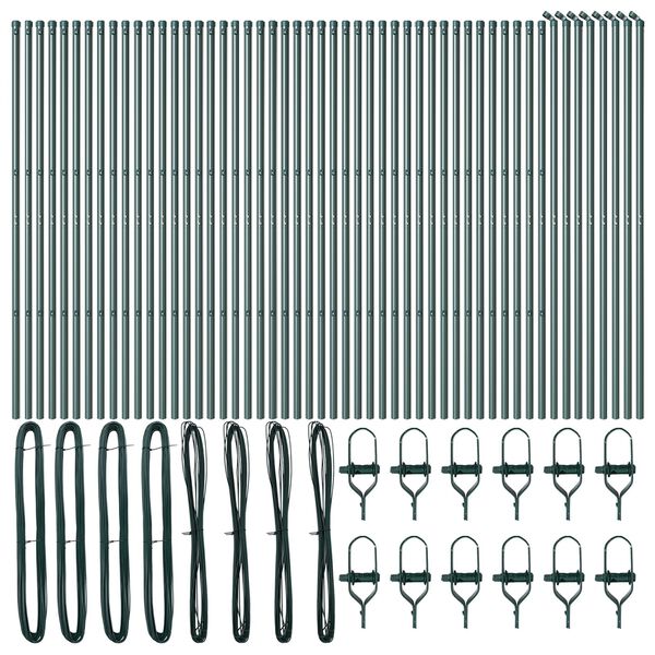 vidaXL Plotový sloupek. Jiný 52 pcs Zelená 3,2 x 3,2 x 200 cm Ocel