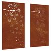 vidaXL Zahradn&iacute; n&aacute;stěnn&eacute; dekorace 2 ks 105x55cm cortenov&aacute; ocel Květina