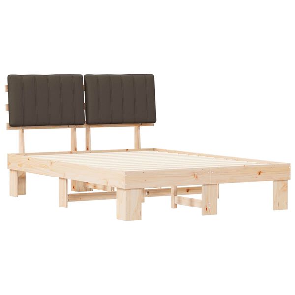vidaXL Rám postele s čalouněným čelem s čelo Taupe 135 x 190 cm
