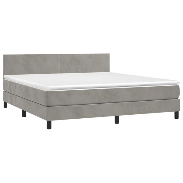 vidaXL Box spring postel s matrac&iacute; světle &scaron;ed&aacute; 180x200 cm samet