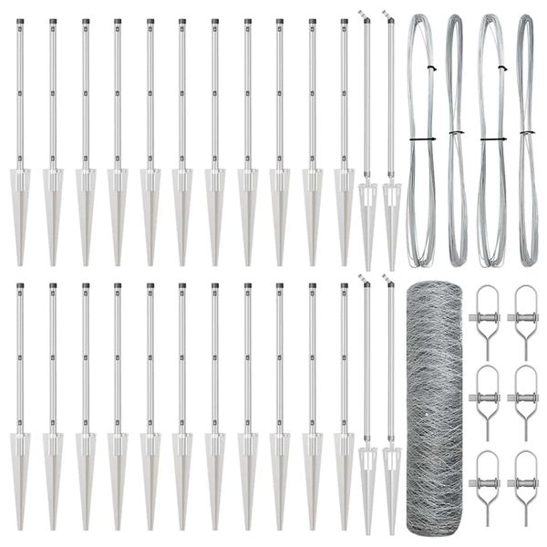 vidaXL Plotov&yacute; sloupek. Stř&iacute;brn&aacute; 50 x 0,4 m (36 mm s&iacute;ť) Ocel