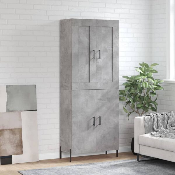 vidaXL Skř&iacute;ň highboard betonově &scaron;ed&aacute; 69,5x34x180 cm kompozitn&iacute; dřevo