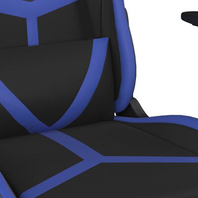 vidaXL Herní židle s podnožkou černá a modrá umělá kůže