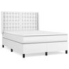 vidaXL Box spring postel s matrac&iacute; b&iacute;l&aacute; 140x200 cm uměl&aacute; kůže