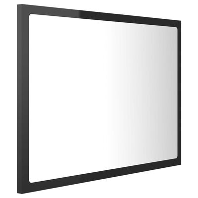 vidaXL LED koupelnové zrcadlo černé vysoký lesk 60x8,5x37 cm akrylové