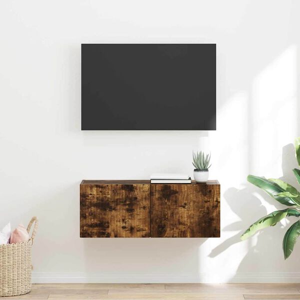 vidaXL TV wall cabinet N&aacute;stěnn&yacute; Kouřov&yacute; dub 78,5 x 31 x 29,5 cm
