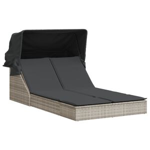 vidaXL Dvojit&eacute; zahradn&iacute; leh&aacute;tko se stř&iacute;&scaron;kou a podu&scaron;ky světle &scaron;ed&eacute;